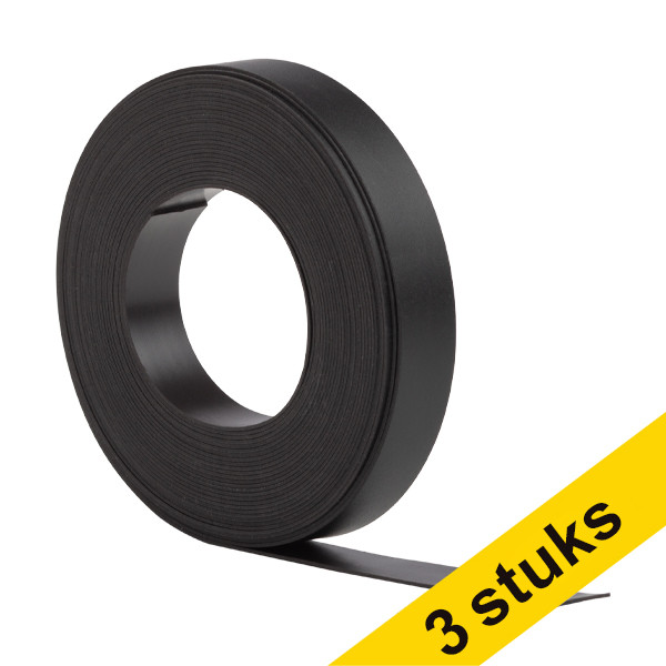 Aanbieding: 3x 123inkt magnetische tape 10 mm x 5 m zwart  302153 - 1