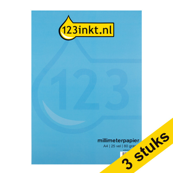 Aanbieding: 3x 123inkt millimeterpapier A4 25 vel (80 g/m2) 123inkt .nl