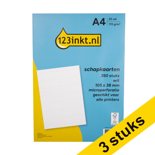 Aanbieding: 3x 123inkt schapkaarten wit 105 x 38 mm (350 stuks)  301974 - 1