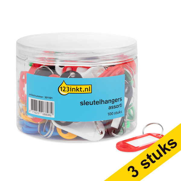 Aanbieding: 3x 123inkt sleutelhangers assorti (100 stuks)  301332 - 1