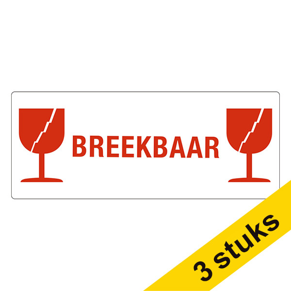 Aanbieding: 3x 123inkt waarschuwingsetiketten Breekbaar (500 etiketten)  302352 - 1