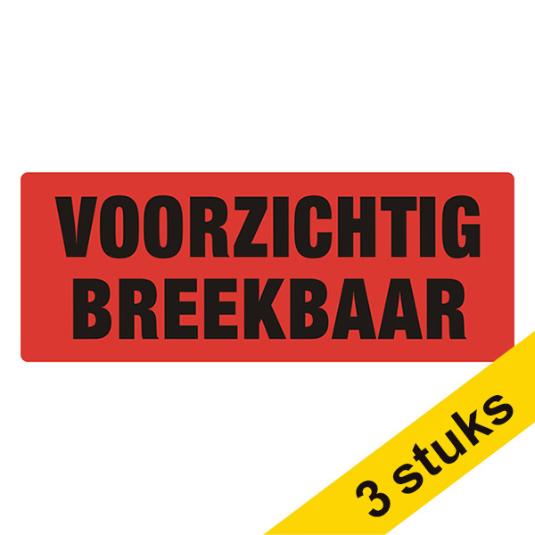 Aanbieding: 3x 123inkt waarschuwingsetiketten Voorzichtig breekbaar (500 etiketten)  302350 - 1