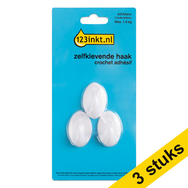 Aanbieding: 3x 123inkt zelfklevende haak wit 1 kg (3 stuks)  301016 - 1