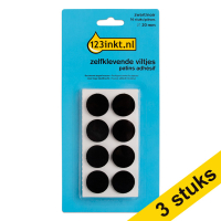 Aanbieding: 3x 123inkt zelfklevende viltjes rond zwart 20 mm (16 stuks)