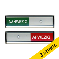 Aanbieding: 3x Posta Picto schuifbord aanwezig/afwezig (12,5 x 3 cm)