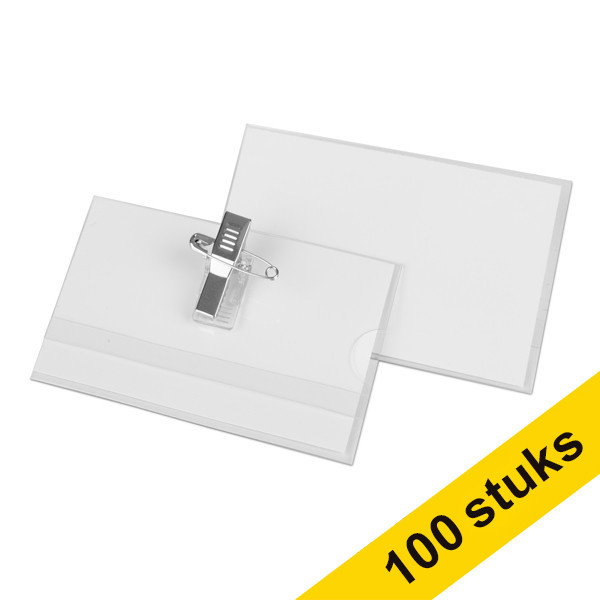 Aanbieding: 4x 123inkt naambadge met combiklem 90 x 57 mm (25 stuks)  390657 - 1