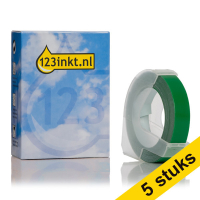 Aanbieding: 5x 123inkt lettertang S0898160 reliëftape wit op groen  650771