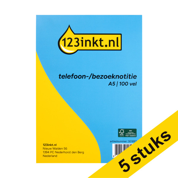 Aanbieding: 5x 123inkt telefoon/bezoeknotitie A5 (100 vel)  302206 - 1