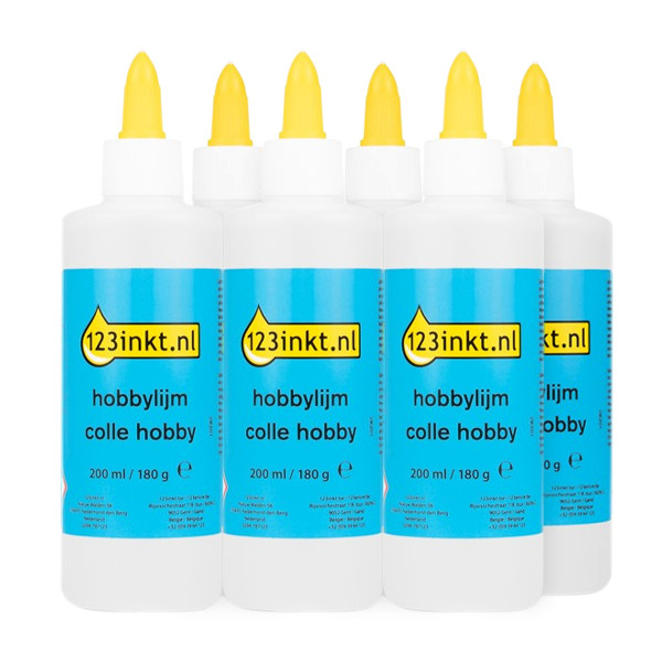 Aanbieding: 6x 123inkt hobbylijm flacon (200 ml)  390544 - 1