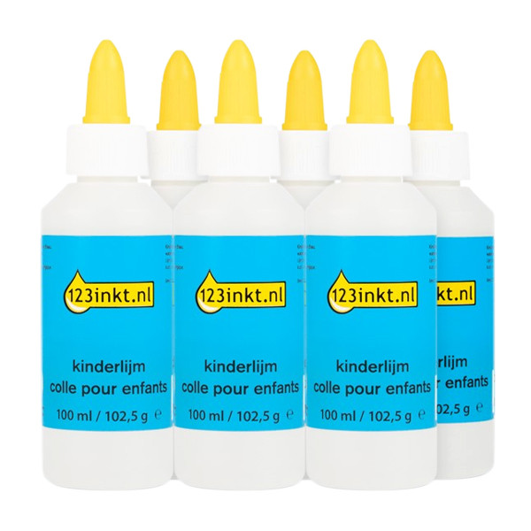 Aanbieding: 6x 123inkt kinderlijm flacon (100ml)  390546 - 1