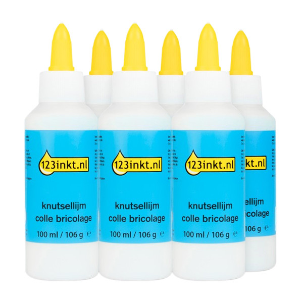 Aanbieding: 6x 123inkt knutsellijm flacon (100 ml)  390543 - 1