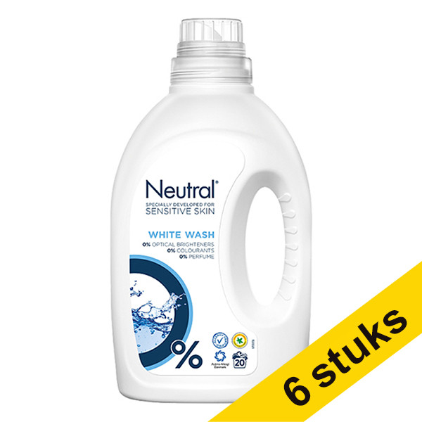 Aanbieding: 6x Neutral Wit wasmiddel vloeibaar 1 liter (20 wasbeurten)  SNE01021 - 1