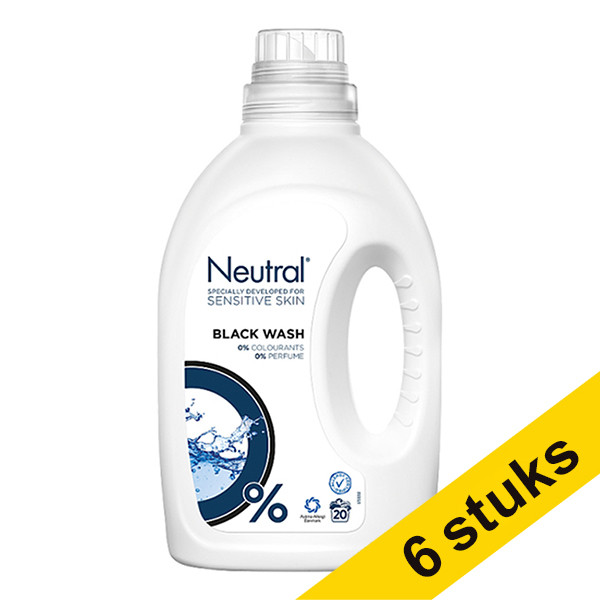 Aanbieding: 6x Neutral Zwart wasmiddel vloeibaar 1 liter (20 wasbeurten)  SNE01022 - 1