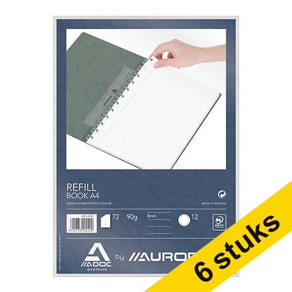 Aurora Aanbieding: 6x Aurora Adoc vulling voor schrift A4 gelinieerd 72 vel  330114 - 1