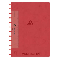 Aurora Adoc gelinieerd schrift met liniaal A4 rood 72 vel 6811.744R 330088