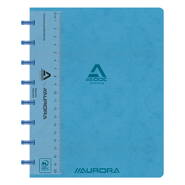 Aurora Adoc gelinieerd schrift met liniaal A5 blauw 72 vel 3811.741B 330081 - 1