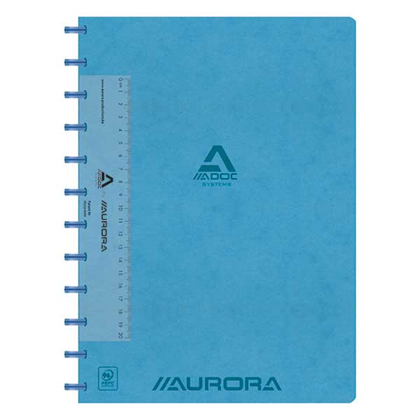 Aurora Adoc geruit schrift met liniaal A4 blauw 72 vel (5 mm) 6845.742B 330090 - 1