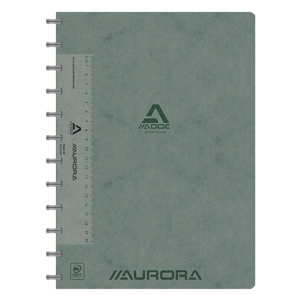 Aurora Adoc geruit schrift met liniaal A4 grijs 72 vel (5 mm) 6845.742GRIS 330089 - 1