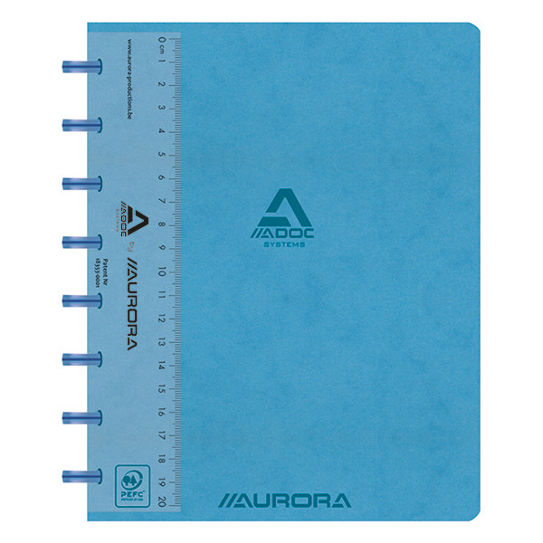 Aurora Adoc geruit schrift met liniaal A5 blauw 72 vel (5 mm) 3845.748B 330084 - 1