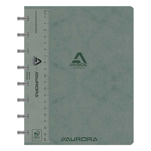 Aurora Adoc geruit schrift met liniaal A5 grijs 72 vel (5 mm) 3845.748GRIS 330083 - 1
