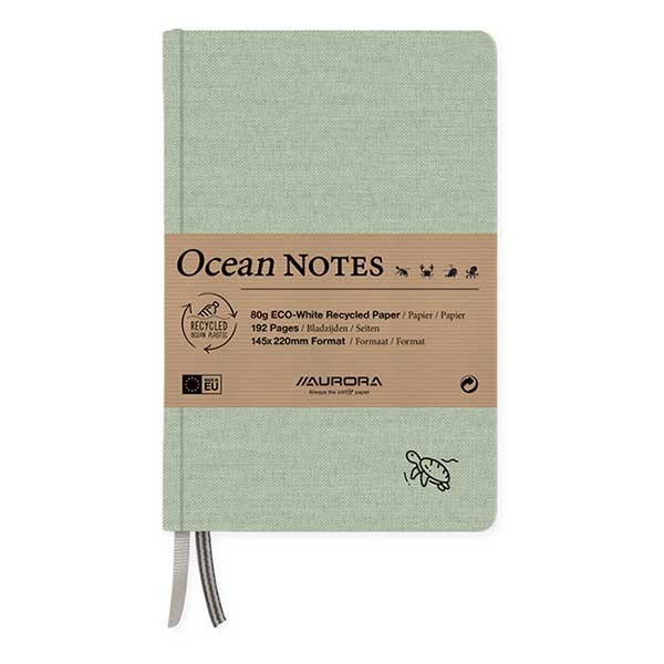 Aurora Ocean notitieboek 145 x 220 mm gelinieerd 96 vel schildpad groen 2396RTG 330069 - 1