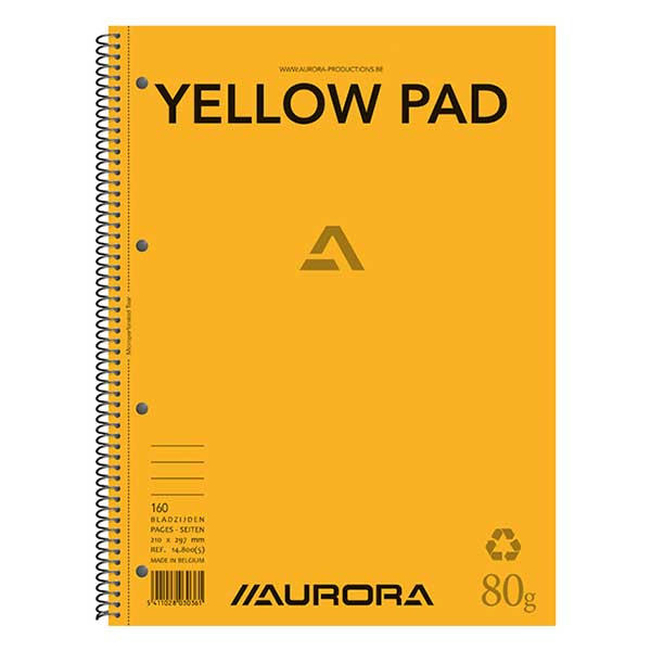 Aurora collegeblok A4 gelinieerd 80 grams 80 vel geel papier 14.8005 330045 - 1