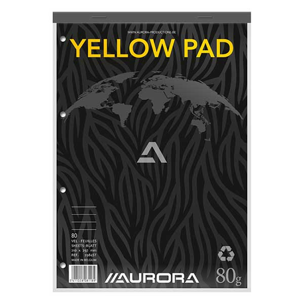 Aurora schrijfblok A4 gelinieerd 80 grams 80 vel geel papier 2984ST 330058 - 1