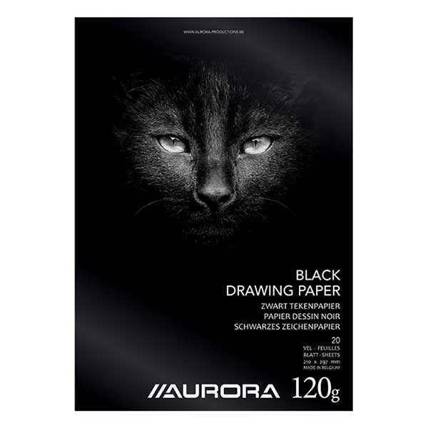 Aurora tekenblok A4 120 grams zwart papier (20 vel) BL43 330071 - 1