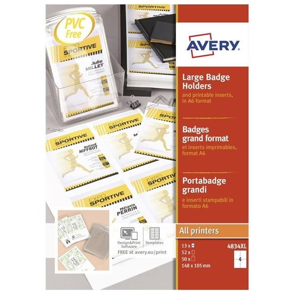 Avery Zweckform 4834XL badgehouder lanyard set 148 x 105 mm (52 stuks) 4834XL 212777 - 1