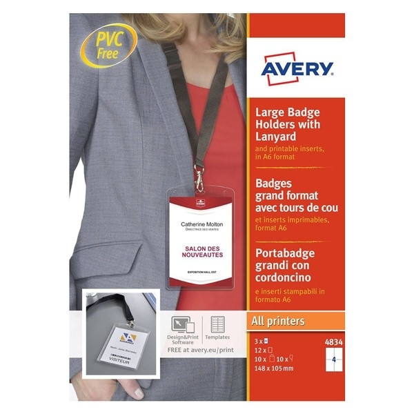 Avery Zweckform 4834 badgehouder lanyard set 105 x 148 mm (10 stuks) 4834 212776 - 1