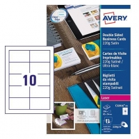 Avery Zweckform C32016-10 visitekaarten satijn wit 85 x 54 mm (100 stuks) C32016-10 212783