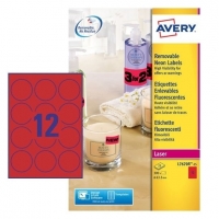 Avery Zweckform L7670R-25 NEON etiketten rond Ø 63,5 mm rood (300 etiketten) L7670R-25 212750