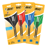 BIC Aanbieding: Set Bic balpen navulling 4 Colors medium blauw/zwart/rood/groen (8 stuks)  240456