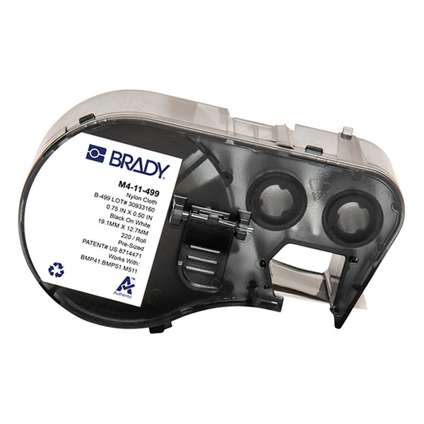 Brady M4-11-499 nylonweefsel labels zwart op wit 19,05 mm x 12,7 mm (origineel) M4-11-499 148310 - 1