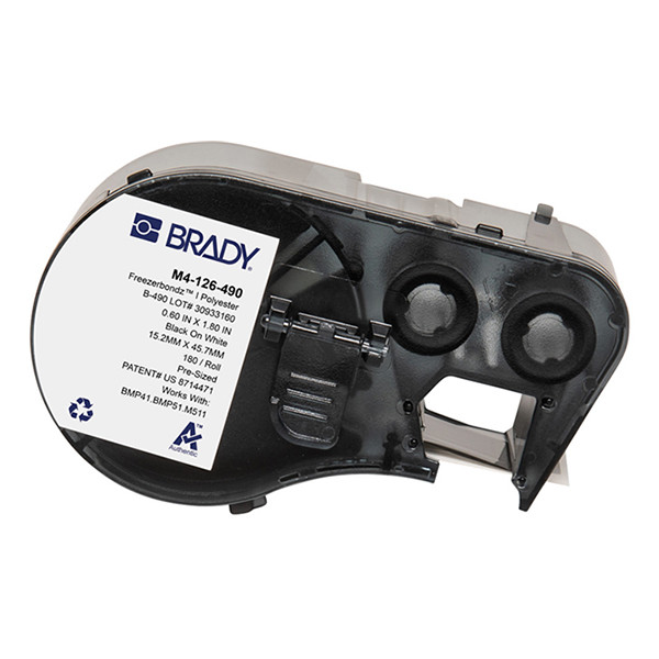 Brady M4-126-490 Freezerbondz polyester labels zwart op wit 15,24 mm x 45,72 mm (origineel) M4-126-490 148292 - 1