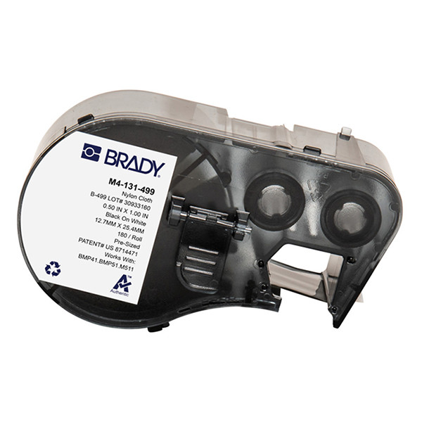 Brady M4-131-499 nylonweefsel labels zwart op wit 25,4 mm x 12,7 mm (origineel) M4-131-499 148286 - 1