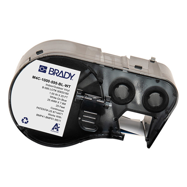 Brady M4C-1000-595-BL-WT tape vinyl wit op blauw 25,4 mm x 7,62 m (origineel) M4C-1000-595-BL-WT 148236 - 1