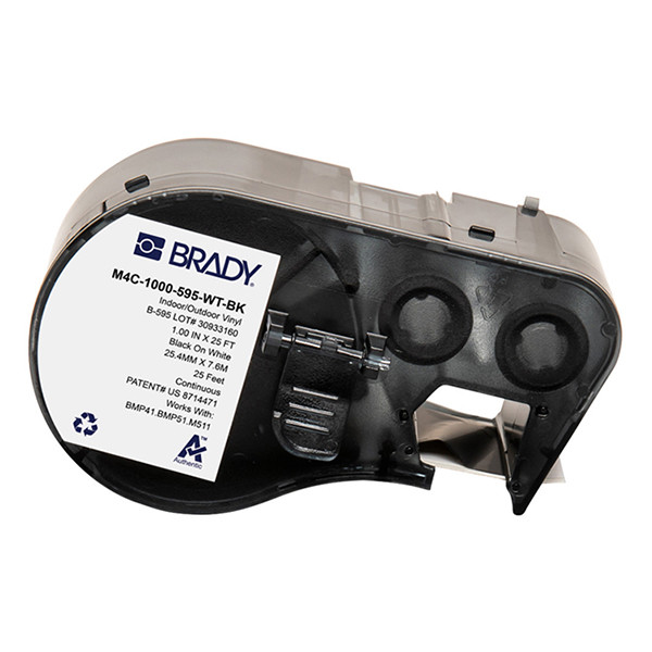 Brady M4C-1000-595-WT-BK tape vinyl zwart op wit 25,4 mm x 7,62 m (origineel) M4C-1000-595-WT-BK 148228 - 1