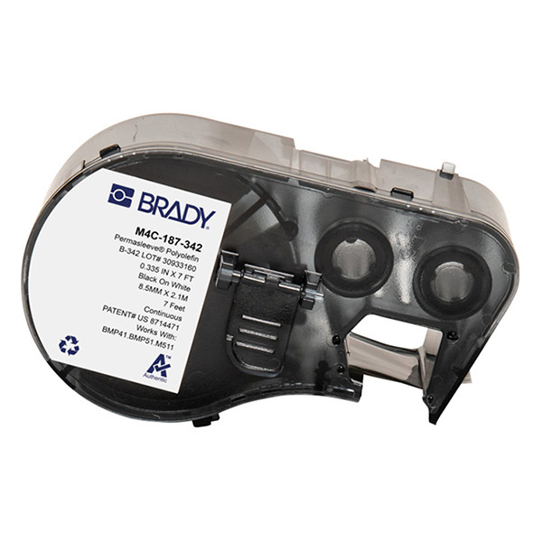 Brady M4C-187-342 tape krimpkous zwart op wit 8,50 mm x 2,13 m (origineel) M4C-187-342 148166 - 1