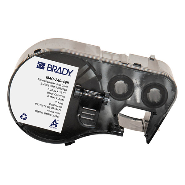 Brady M4C-240-498 vinylweefsel labels zwart op wit 6,1 mm x 4,88 m (origineel) M4C-240-498 148208 - 1