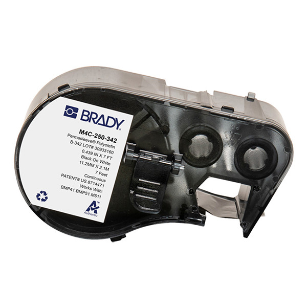 Brady M4C-250-342 tape krimpkous zwart op wit 11,15 mm x 2,13 m (origineel) M4C-250-342 148160 - 1