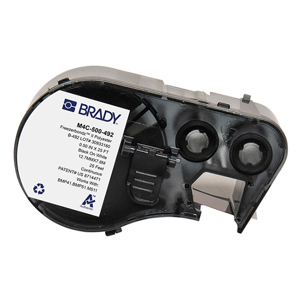 Brady M4C-500-492 FreezerBondz tape polyester zwart op wit 12,7 mm x 7,62 m (origineel) M4C-500-492 148200 - 1