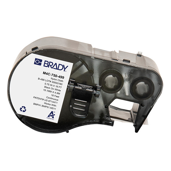Brady M4C-750-499 nylon labels zwart op wit 19,05 mm x 4,88 m (origineel) M4C-750-499 148188 - 1