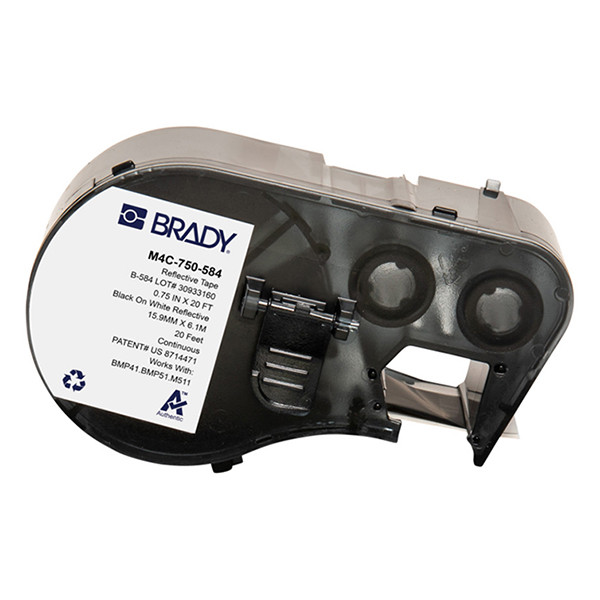 Brady M4C-750-584 plastic labels zwart op wit 19,05 mm x 6,10 m (origineel) M4C-750-584 148378 - 1