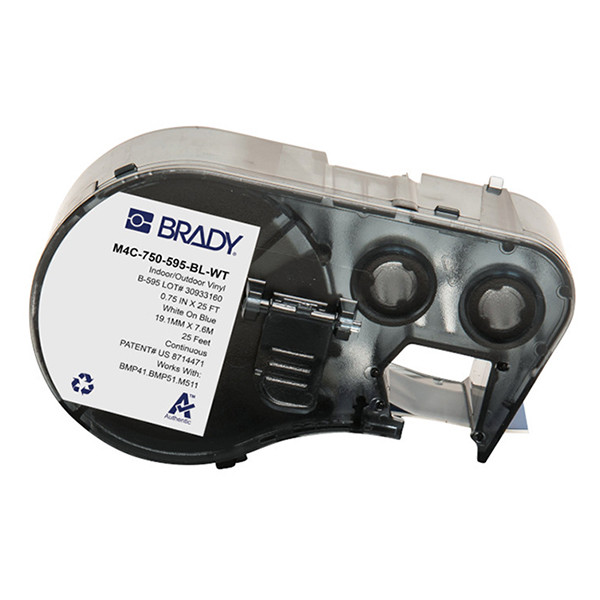 Brady M4C-750-595-BL-WT tape vinyl wit op blauw 19,05 mm x 7,62 m (origineel) M4C-750-595-BL-WT 148186 - 1