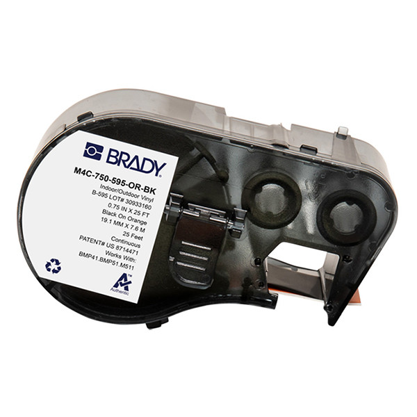 Brady M4C-750-595-OR-BK tape vinyl zwart op oranje 19,05 mm x 7,62 m (origineel) M4C-750-595-OR-BK 148180 - 1