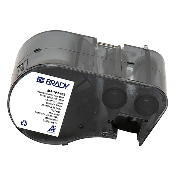 Brady M5-103-498 vinylweefsel labels zwart op wit 31,75 mm x 25,4 mm (origineel) M5-103-498 148318 - 1