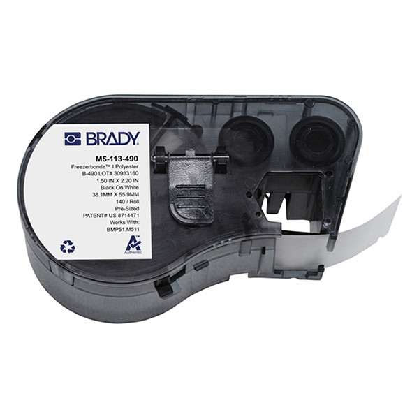 Brady M5-113-490 Freezerbondz polyester labels zwart op wit 38,1 mm x 55,88 mm (origineel) M5-113-490 148418 - 1