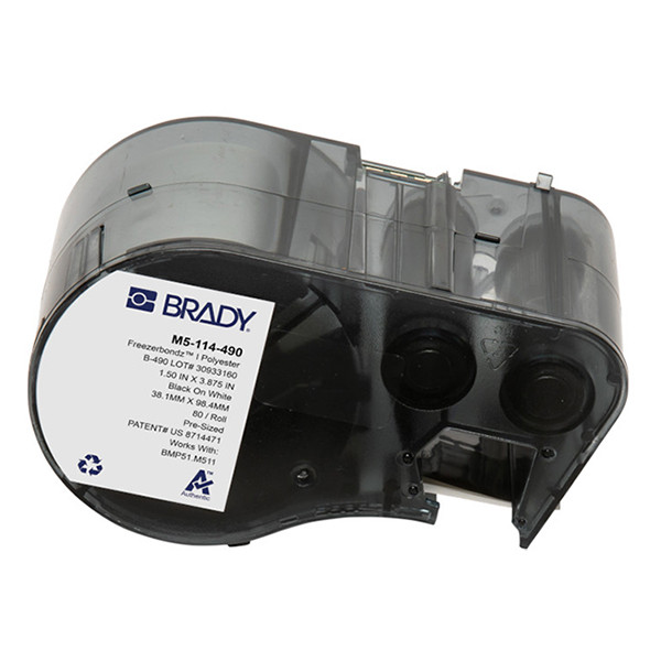 Brady M5-114-490 Freezerbondz polyester labels zwart op wit 38,1 mm x 95,25 (origineel) M5-114-490 148314 - 1