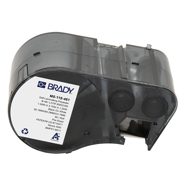 Brady M5-119-461 gelamineerde polyester labels zwart op wit/transparant 38,1 mm x 95,25 mm x 31,75 mm (origineel) M5-119-461 148144 - 1